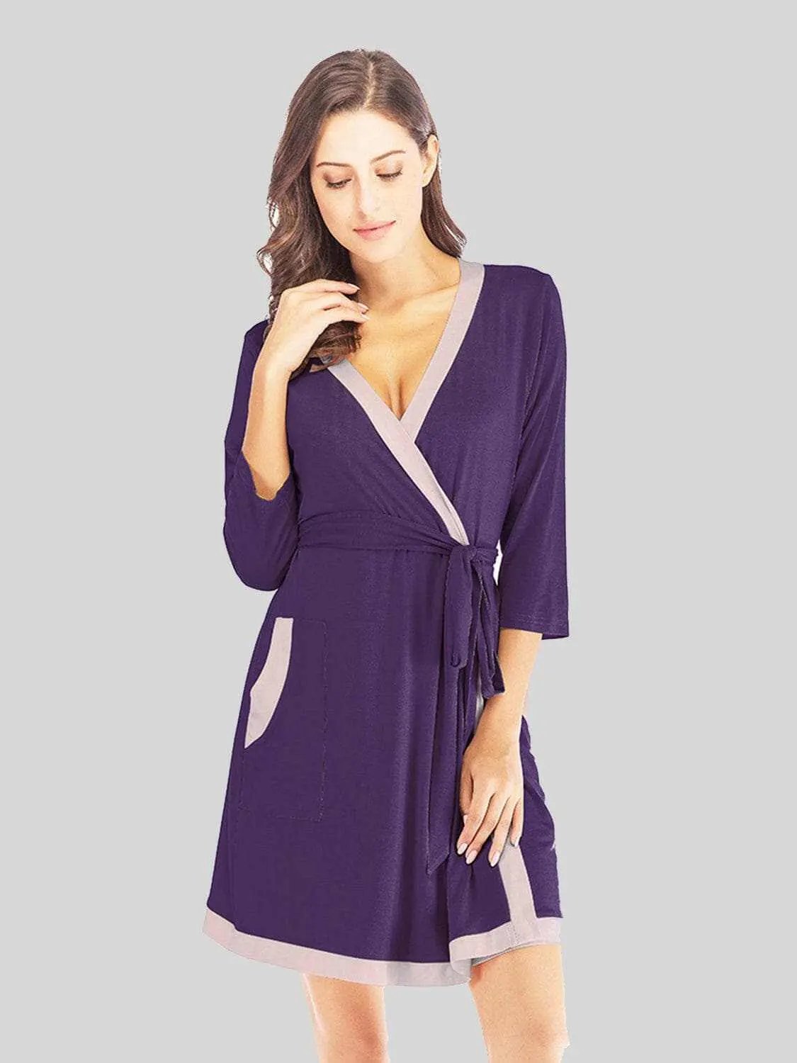 Trendsi Elegant tie waist robe with pockets