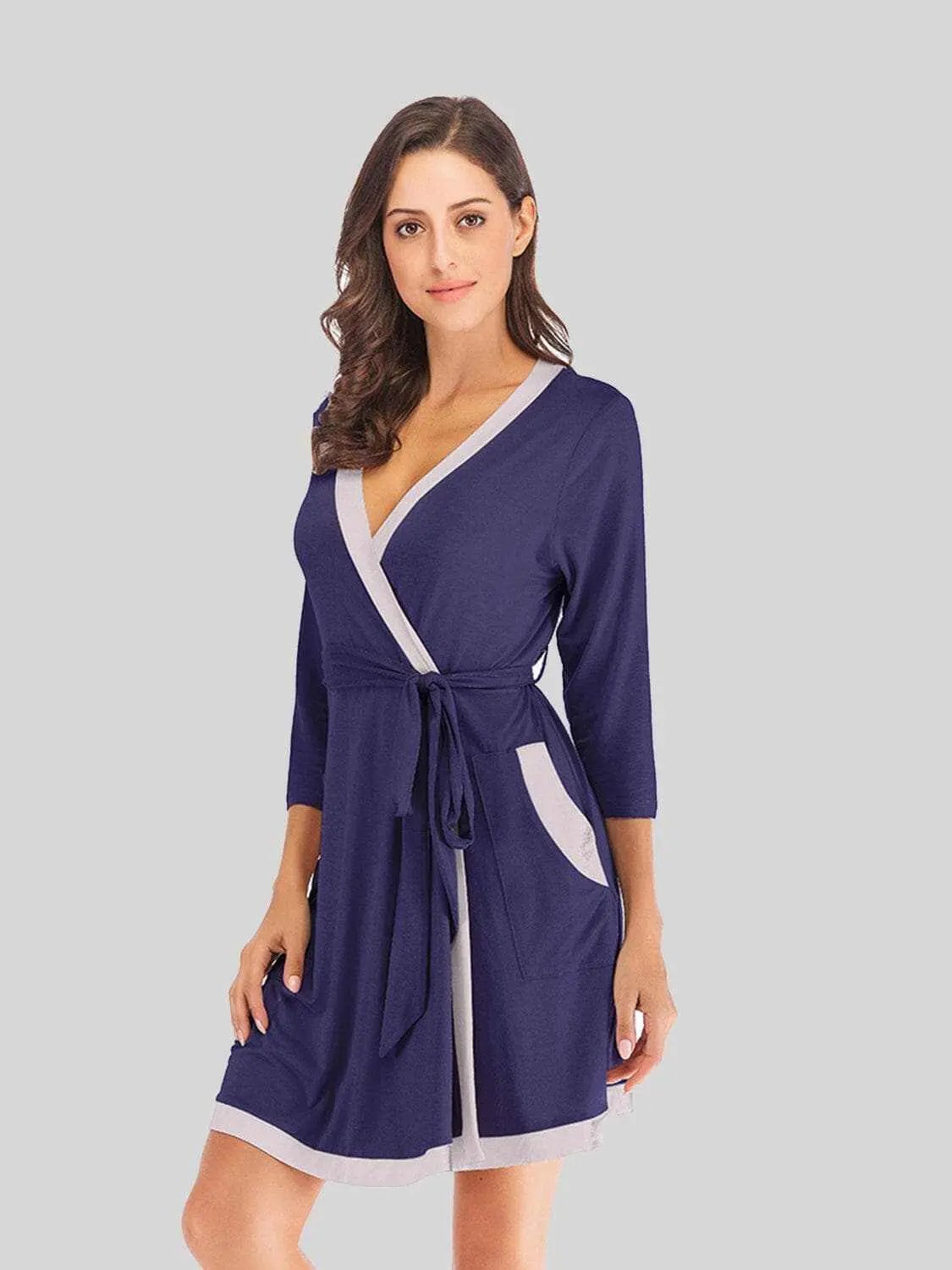 Trendsi Elegant tie waist robe with pockets