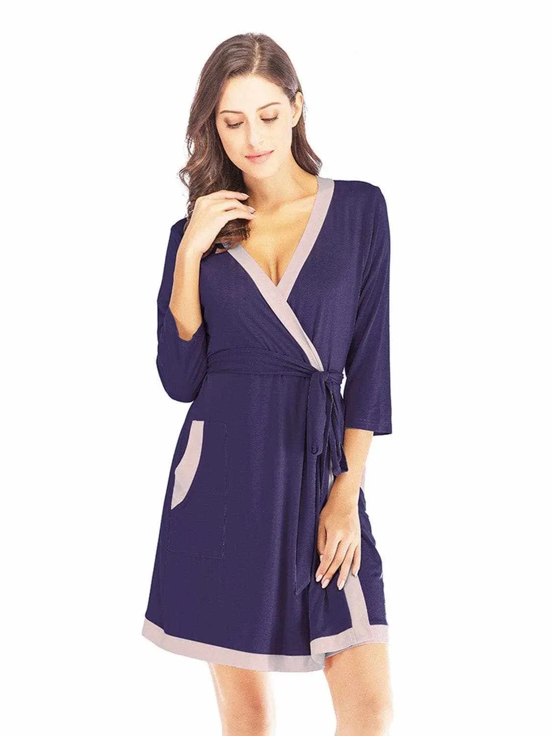 Trendsi Elegant tie waist robe with pockets