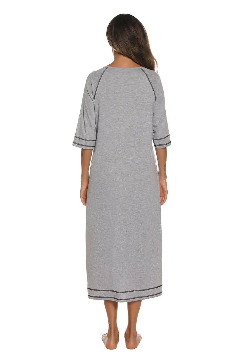 Elegant Zip Night Dress - With Pockets - Comfortable Style