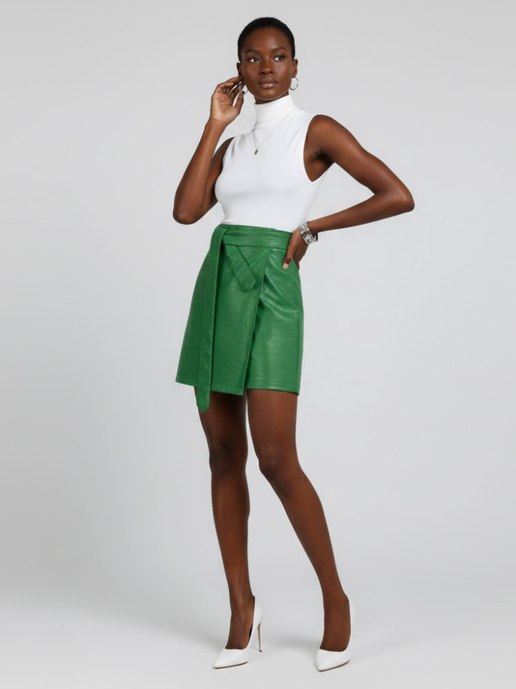 Emerald Green Vegan Leather Mini Skirt LAFAYETTE: New Colección COUTURE in NOLITA - BYMANYC ® New York