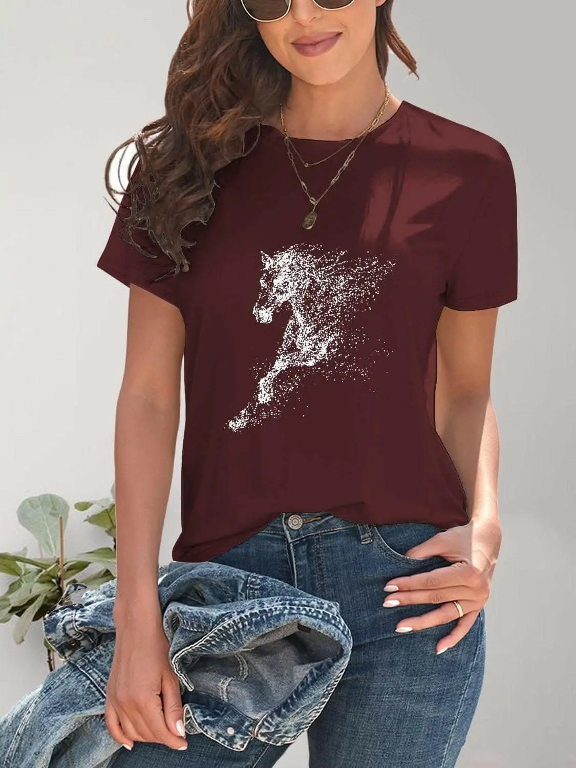 Trendsi Graphic - Equestrian chic short-sleeve tee