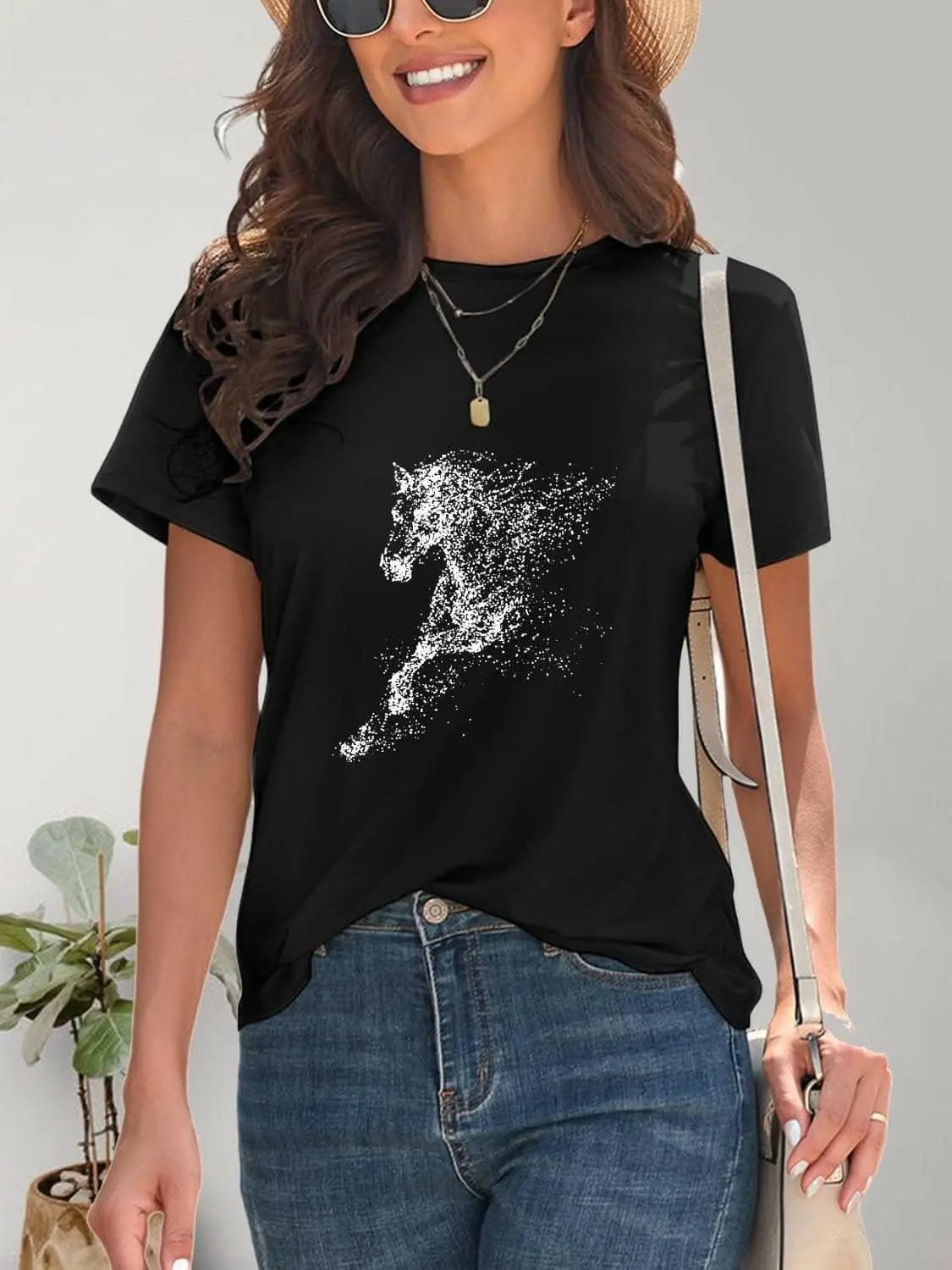 Trendsi Graphic - Equestrian chic short-sleeve tee