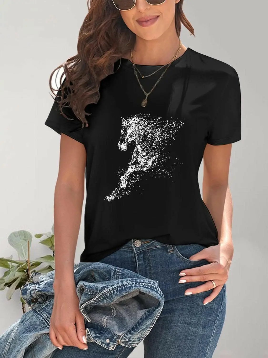 Trendsi Graphic - Equestrian chic short-sleeve tee