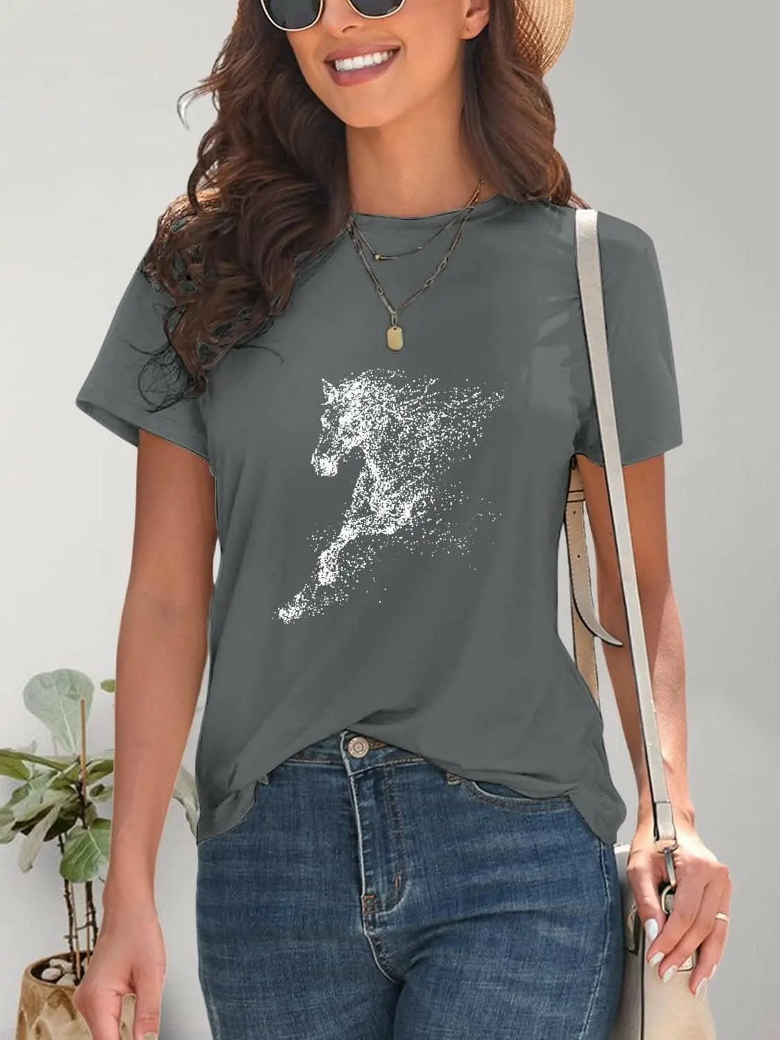 Trendsi Graphic - Equestrian chic short-sleeve tee