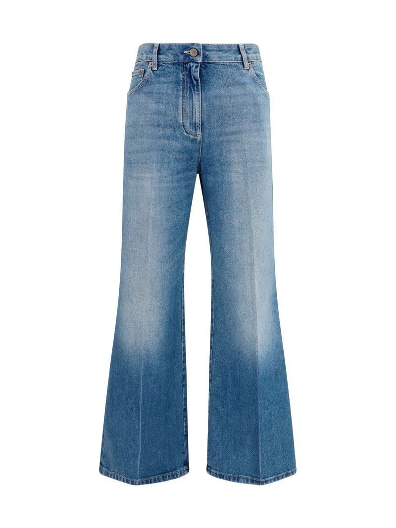 Straight-Leg Jeans Medium Blue Denim