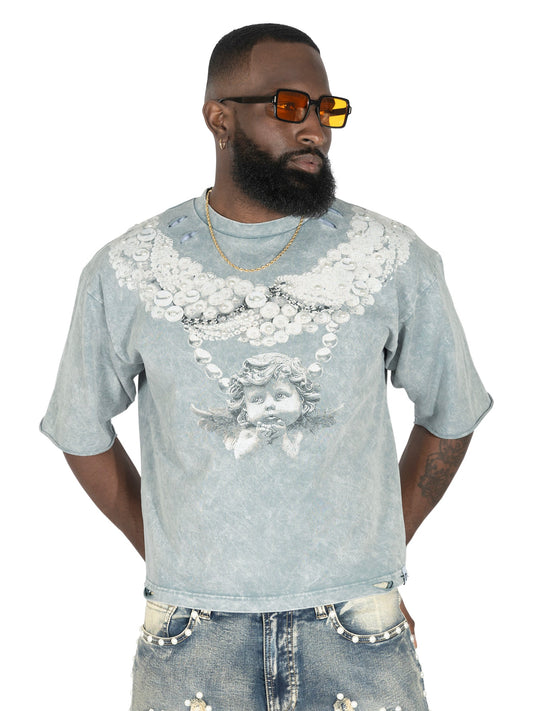 F111 La Perla Vintage Crop Tee - Gray