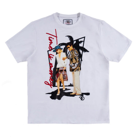 F128 Time is Money Tapesrtry Tee - White