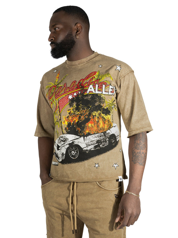 F132 Motion Sickness Cropped Tee - Mocha