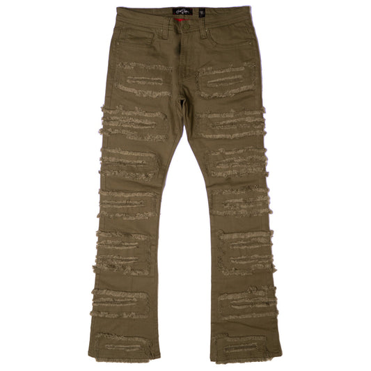 F1732 Cashay Stacked Jeans - Olive