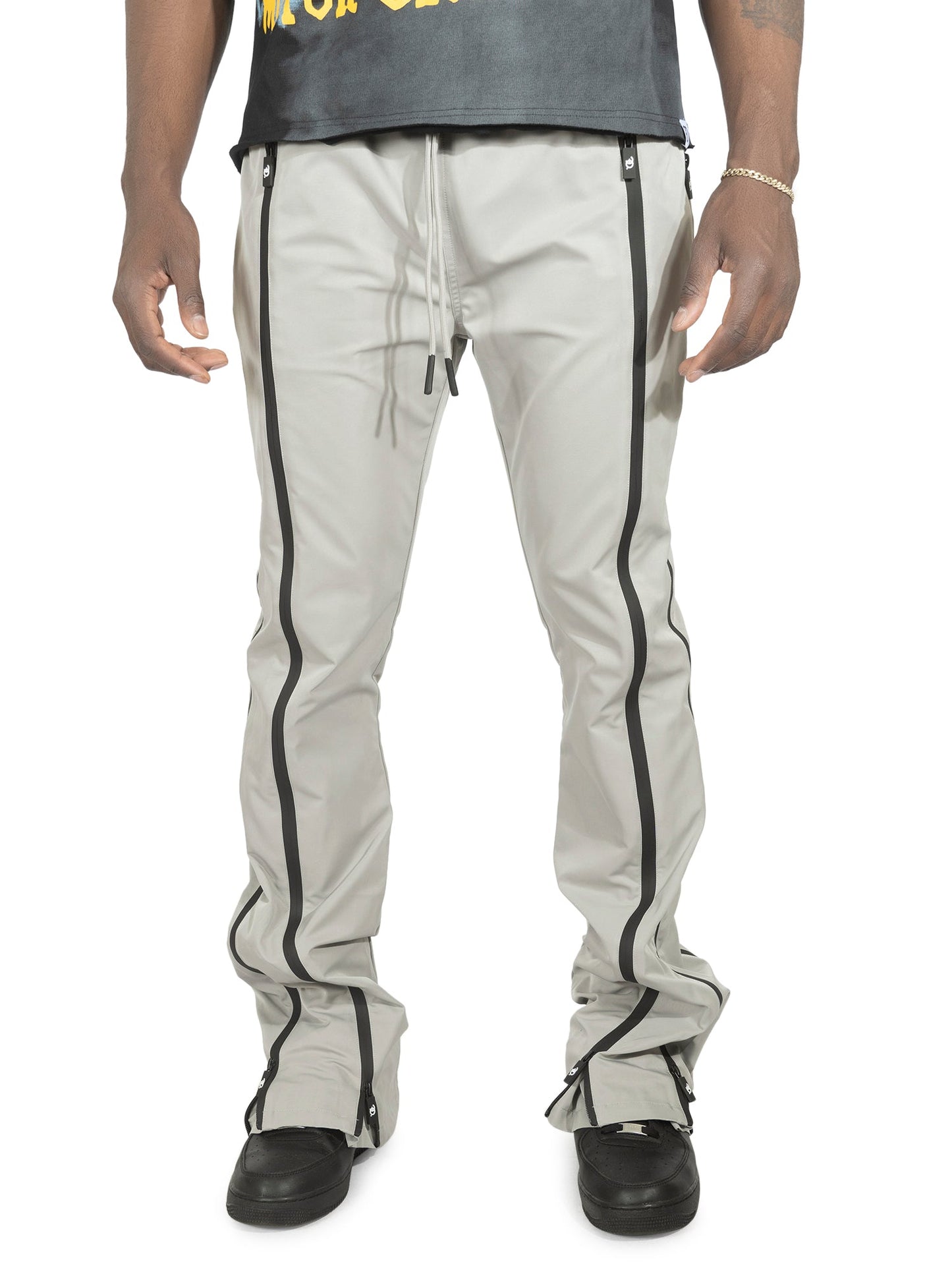 Pants | F1736 Zerelly Nylon Stacked Pants - Gray