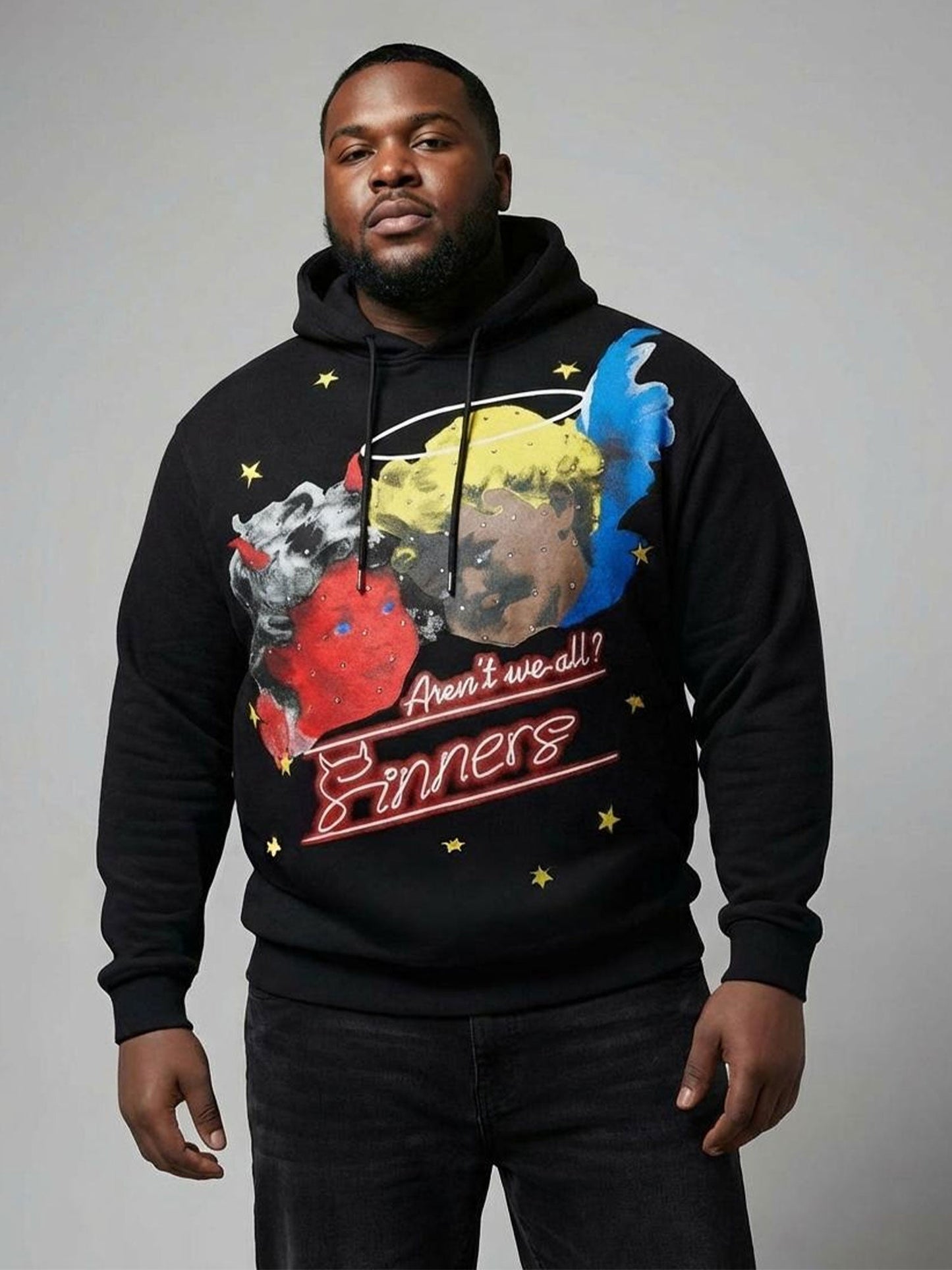 Fleece Hoodie | F4173 Sinners Over Size - Black