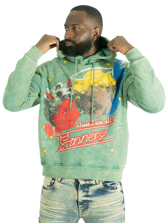 Fleece Hoodie | F4173 Sinners Over Size - Green