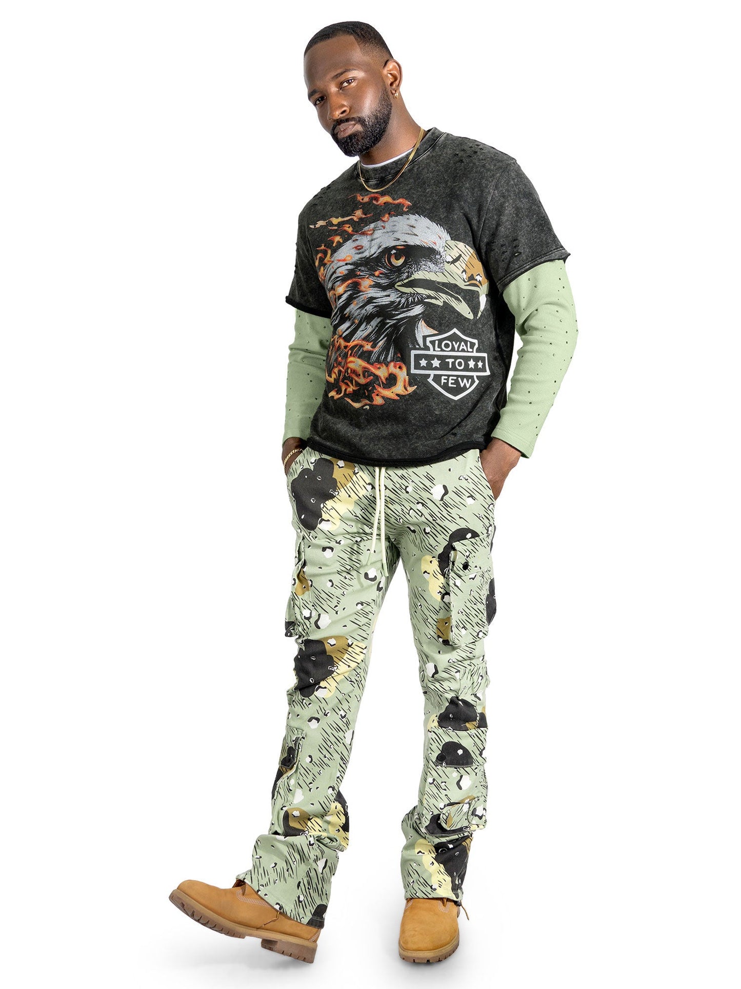 Sweatshirt|F4225 "Loyal To Few Long" Sleeves - Olive