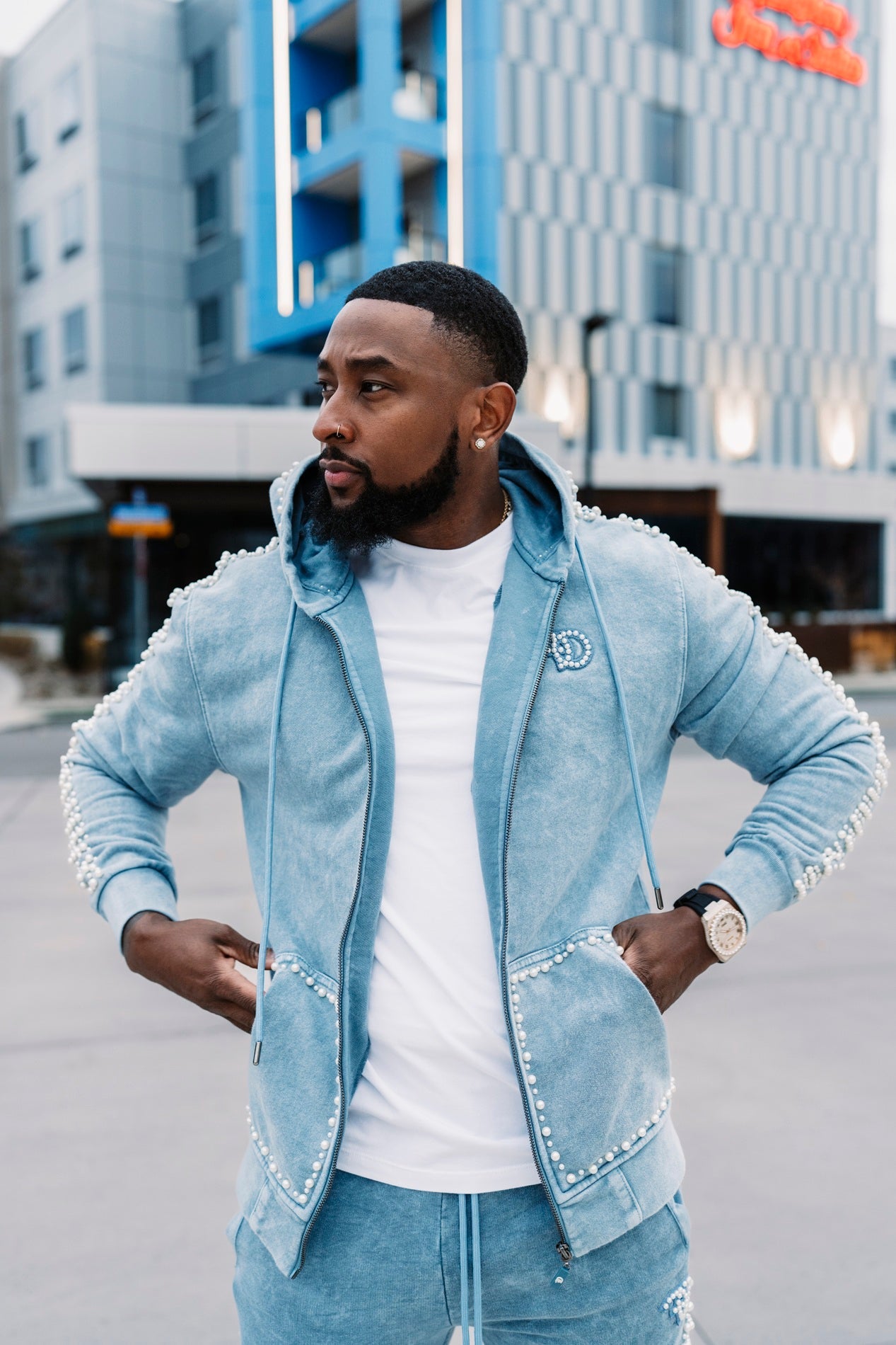 Set | F5245 Blind Faith Hoodie Set - Blue