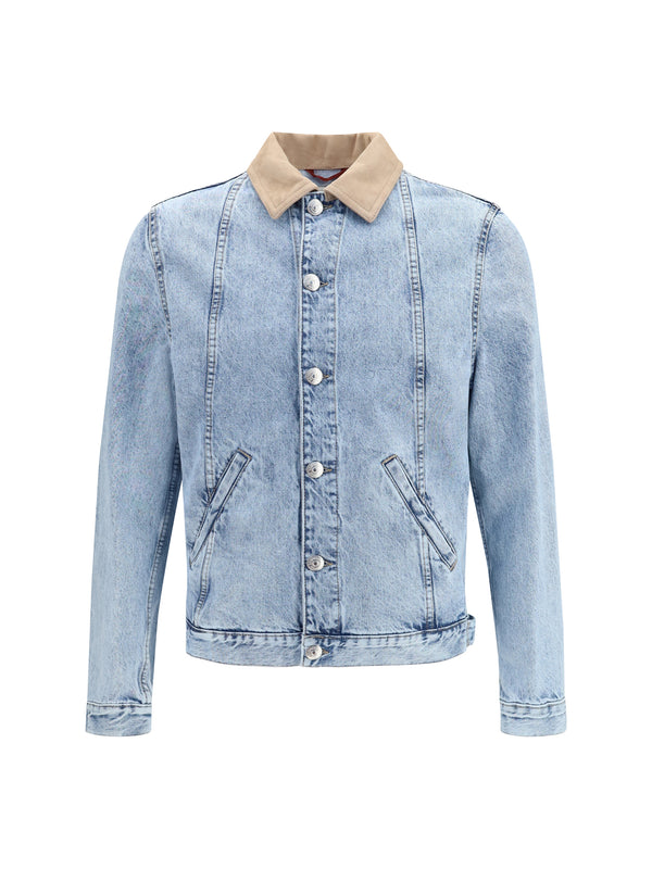 Denim Jacket with Suede Collar