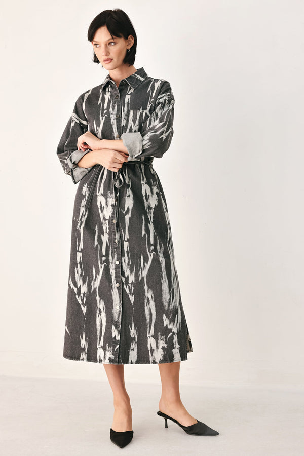 WEEKEND WANDERER GREY DENIM SHIRT DRESS