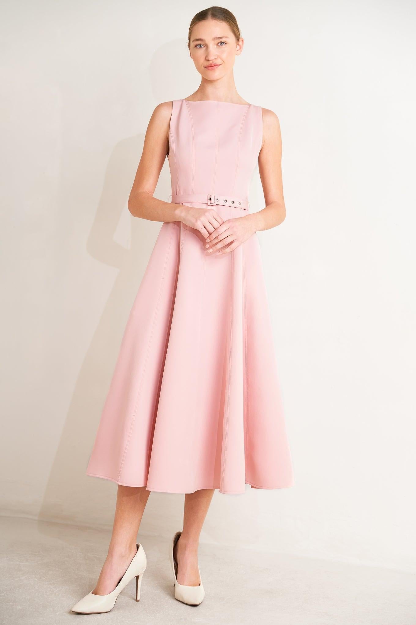 [PREORDER] LIVING THE DREAM PINK WOVEN MIDI DRESS