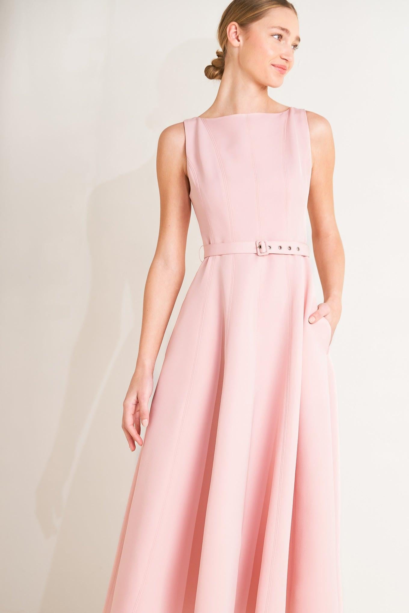 [PREORDER] LIVING THE DREAM PINK WOVEN MIDI DRESS