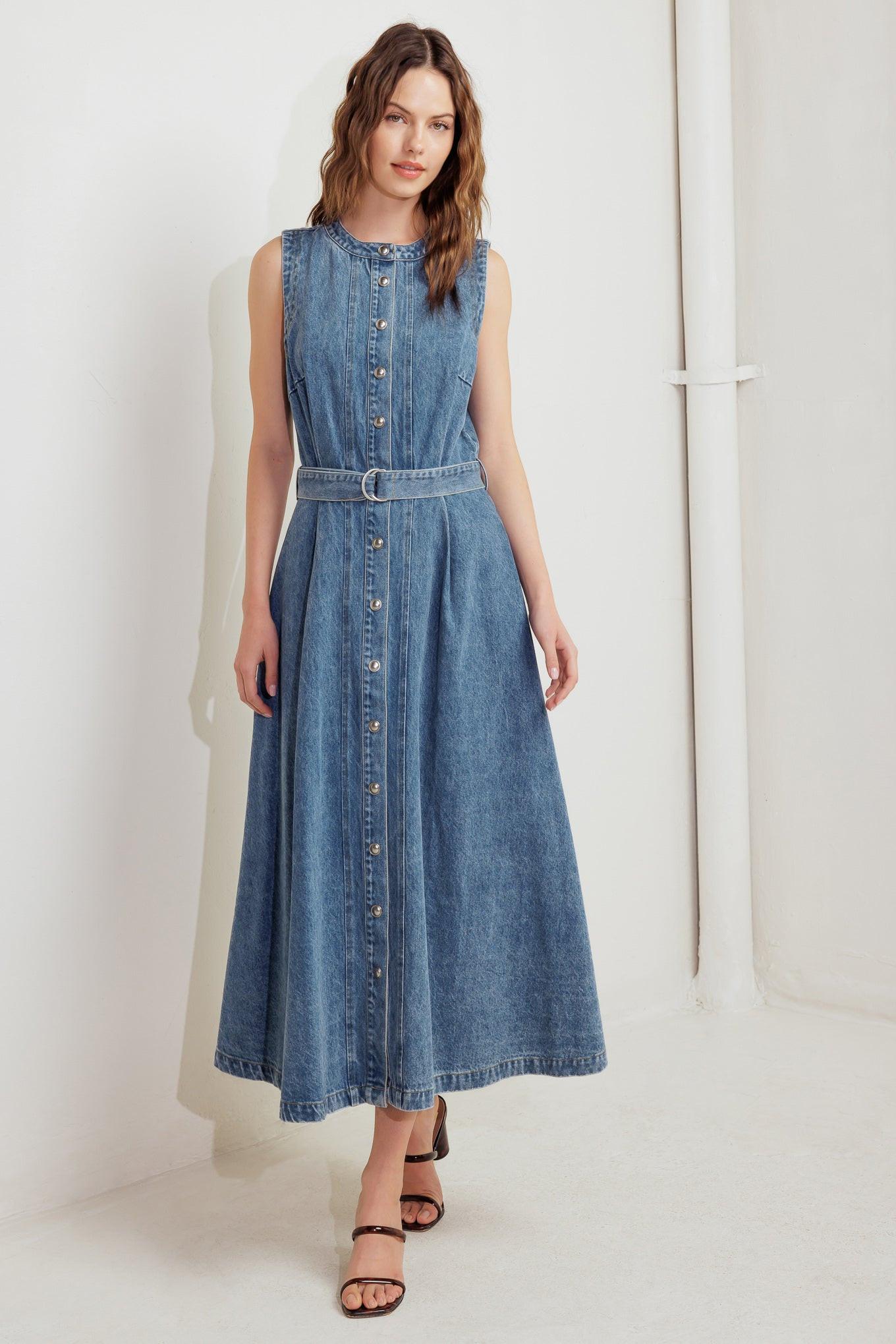midi dress denim jeans Jenny Denim Midi Dress