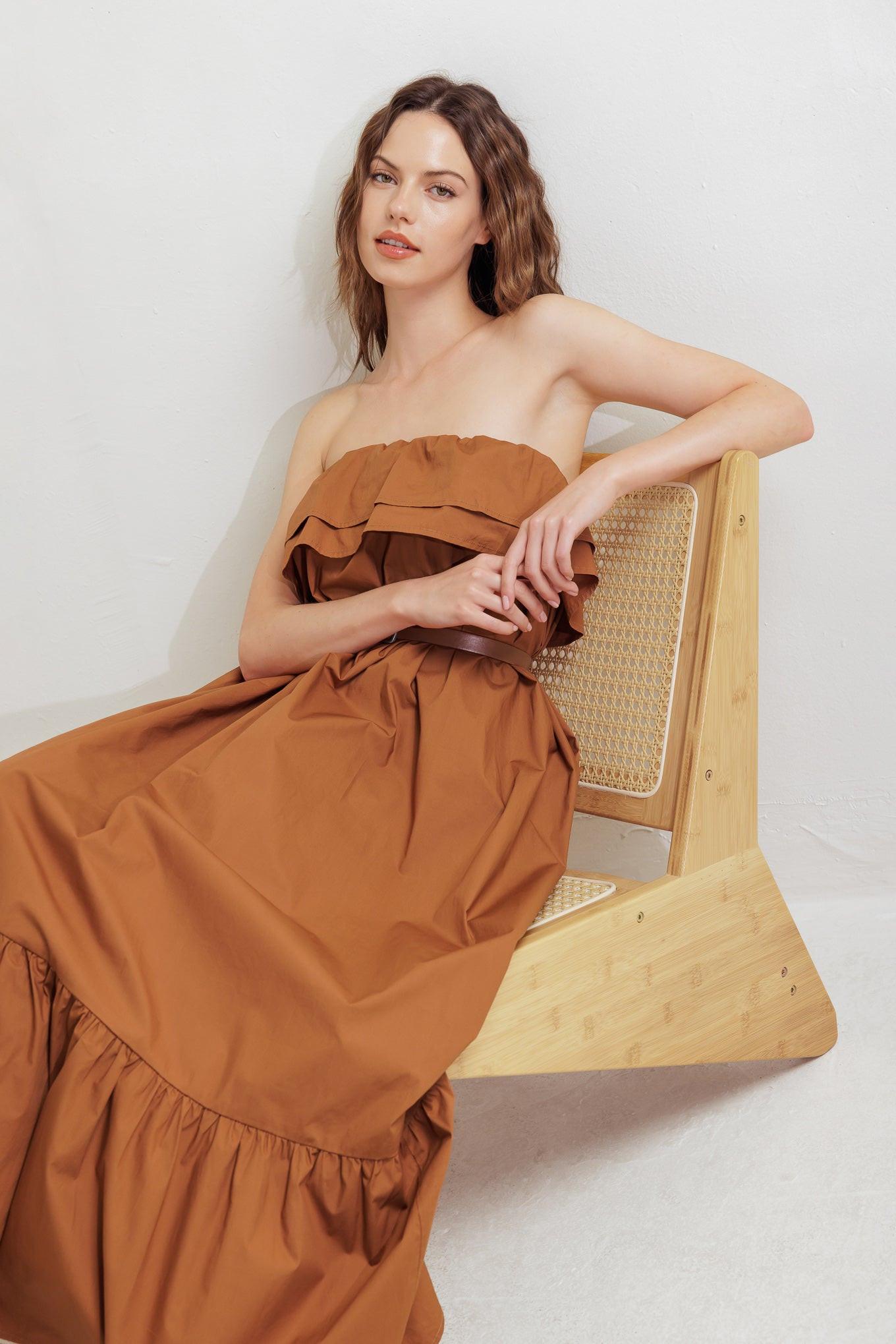 MILK & HONEY WOVEN MIDI DRESS