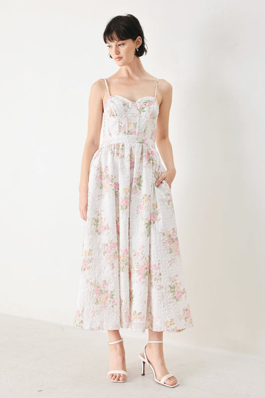 PASTEL ROMANCE WOVEN MIDI DRESS