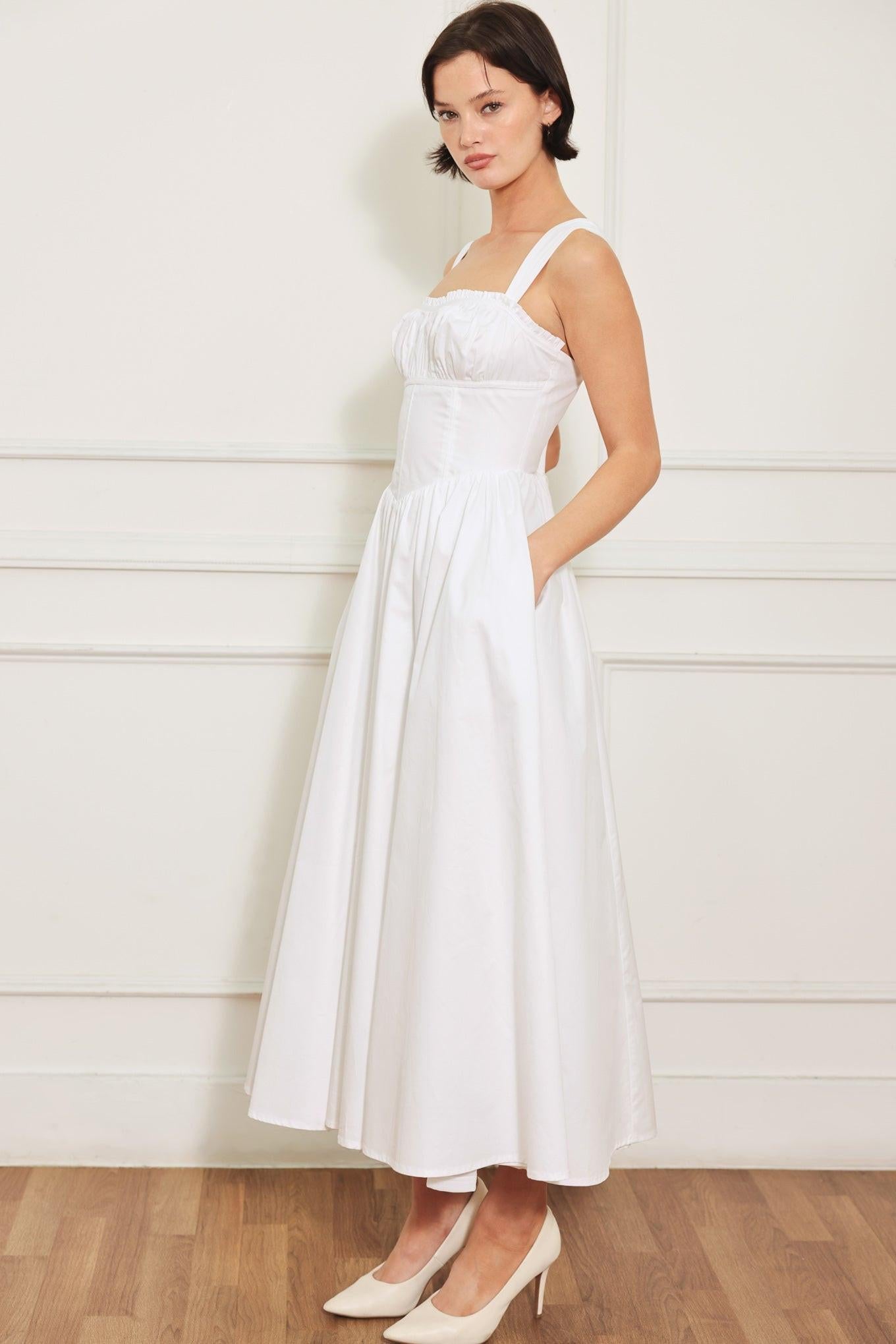 SWEETHEART SERENADE WOVEN MIDI DRESS