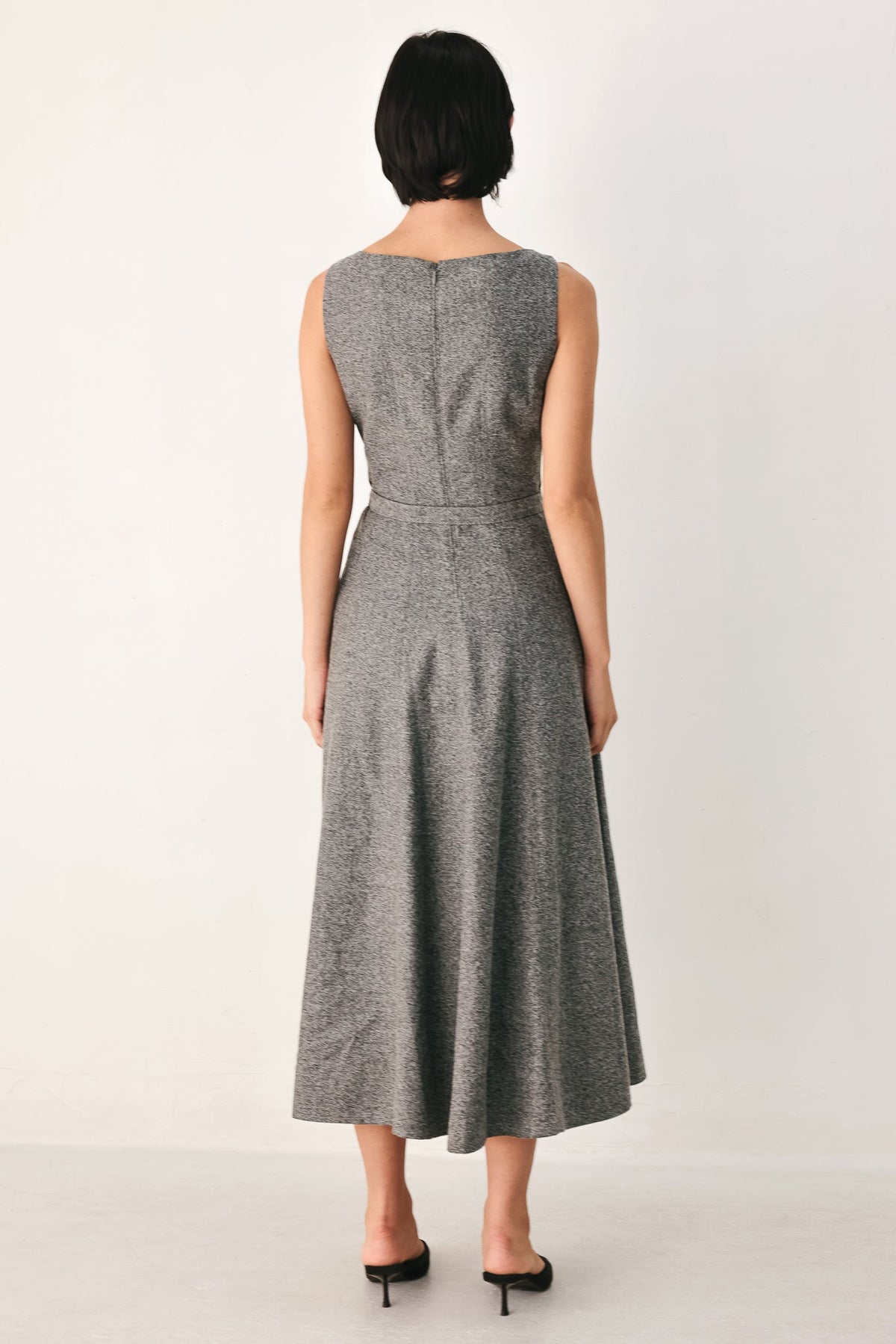SILVER LINING BELTED A-LINE MIDI DRESS