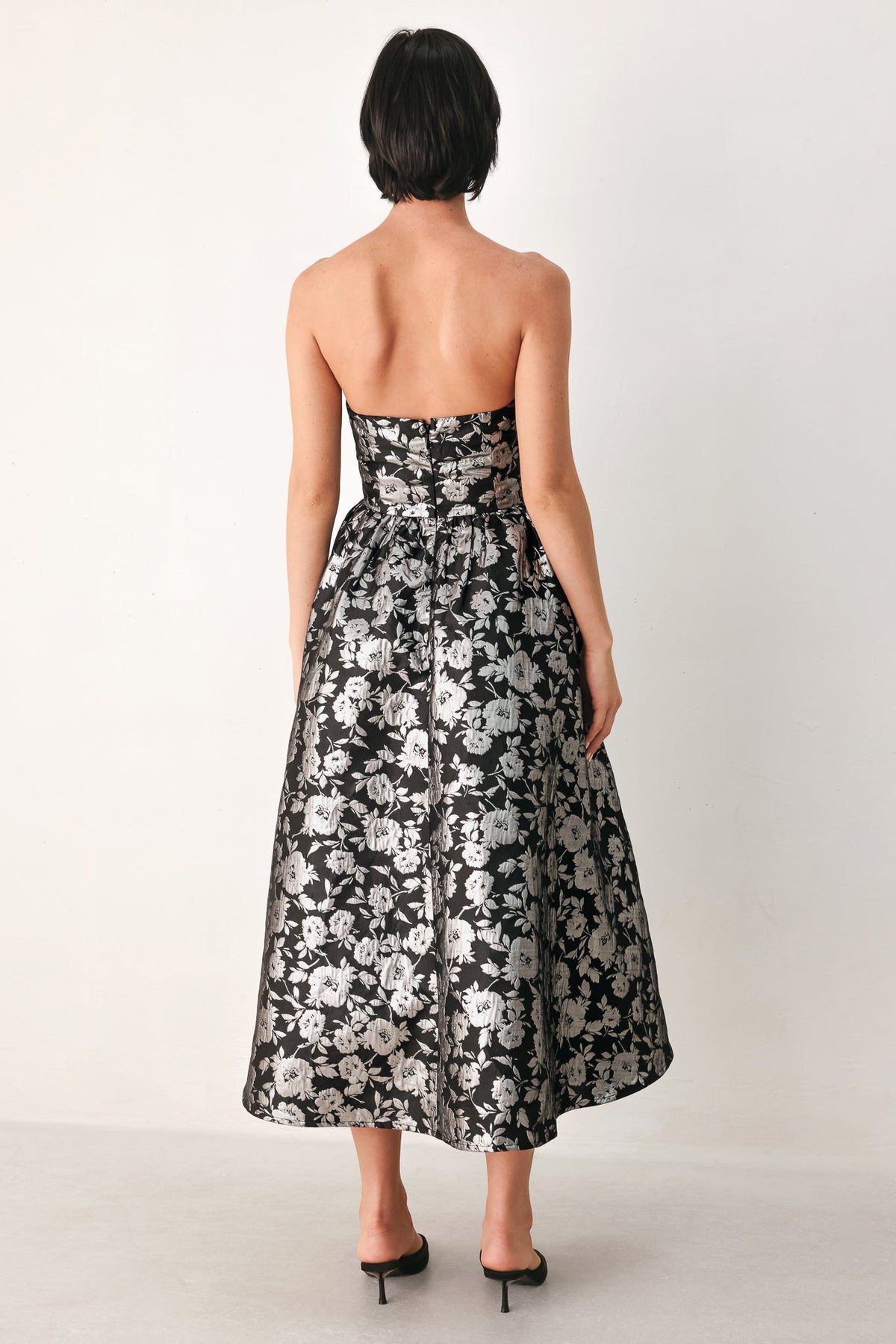 MIDNIGHT SPARKLE SWEETHEART MIDI DRESS