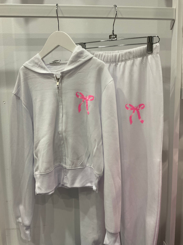 Firehouse - Old Pink Bow sweat Set in White