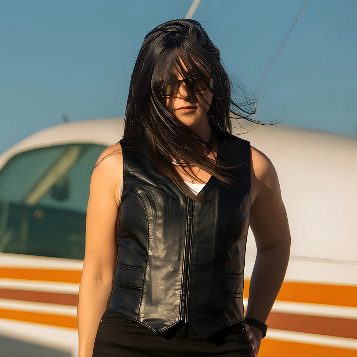 Savannah Women's Western Style Motorcycle Leather Vest