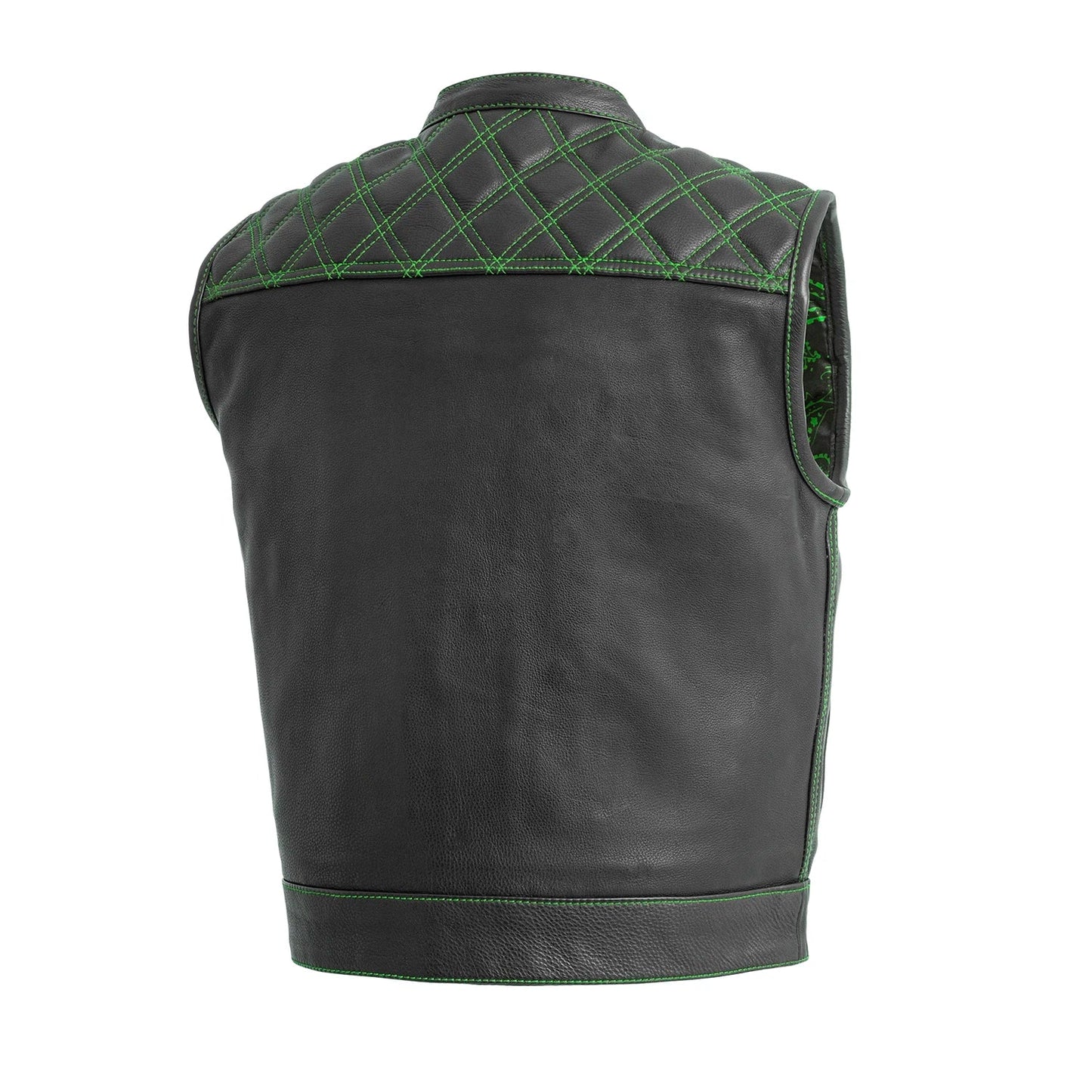 Upside Men's Club Style Leather Vest Orange and Green