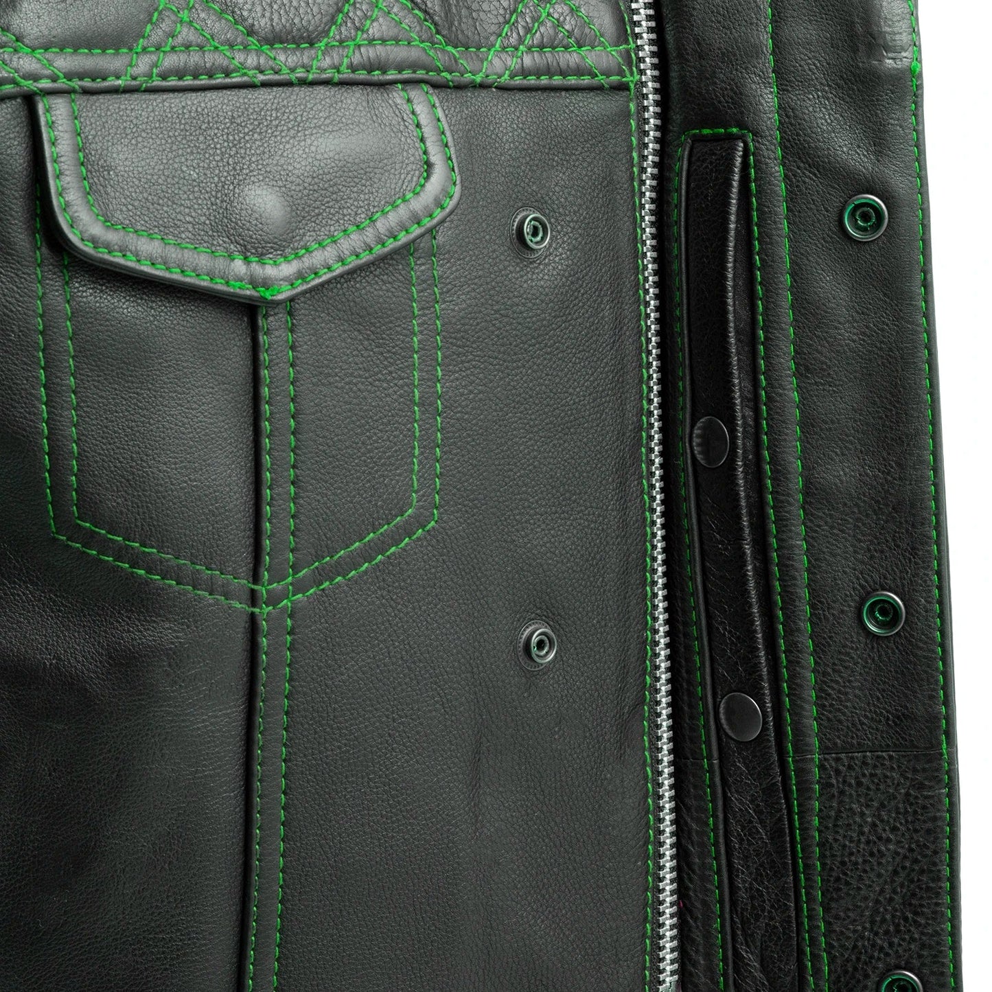 Upside Men's Club Style Leather Vest Orange and Green