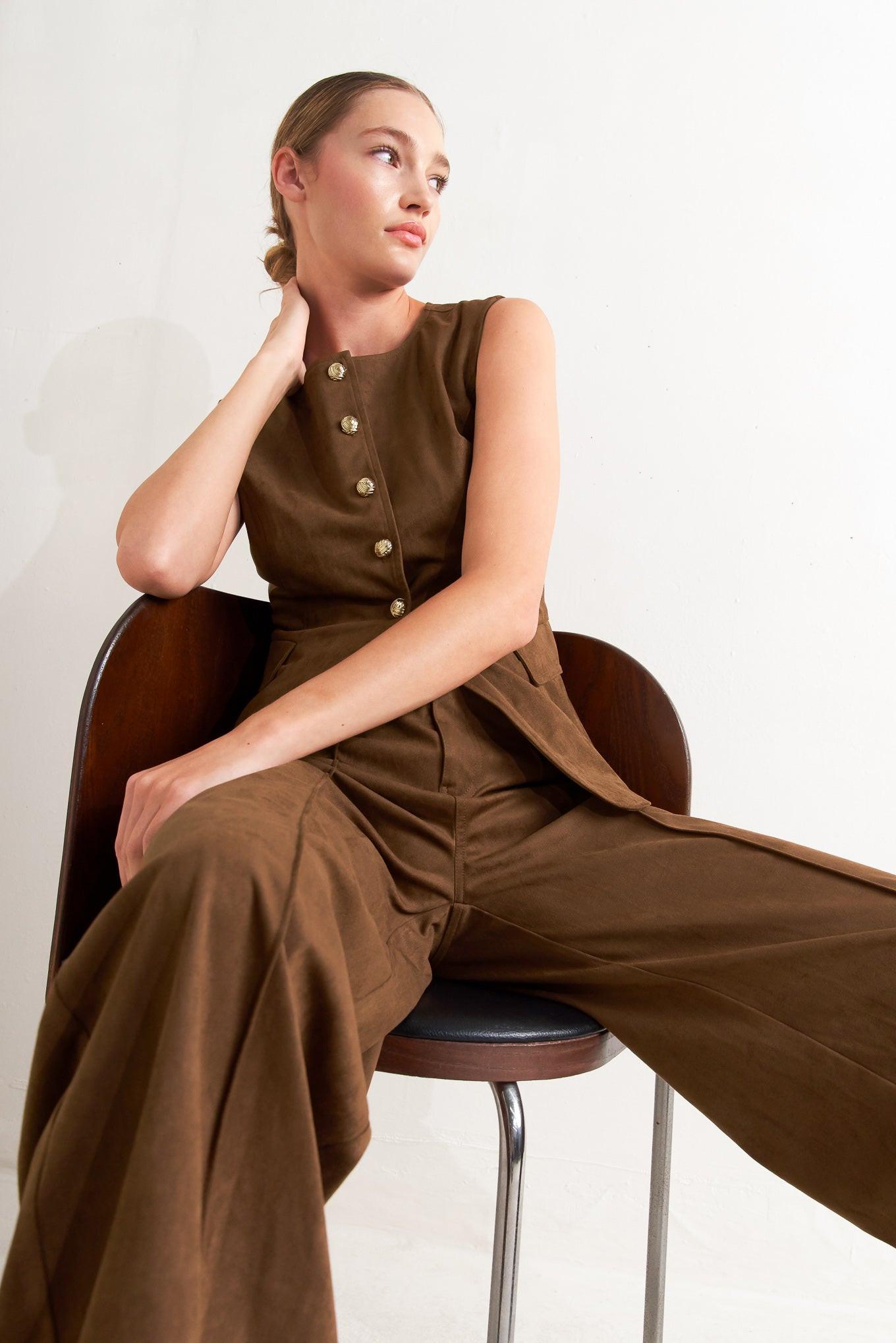 BROWN SUGAR FAUX SUEDE PANTS