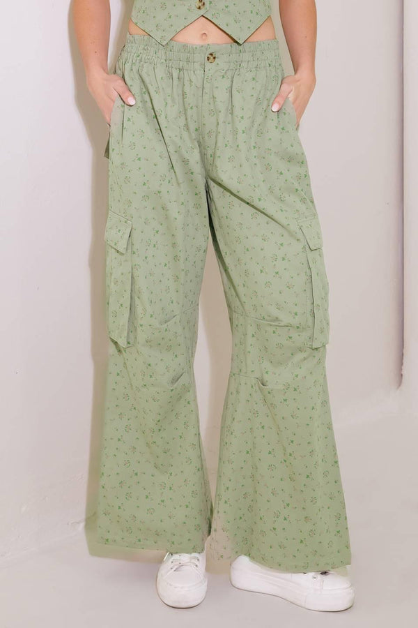 DRIFTING CURRENTS OLIVE WOVEN PANTS