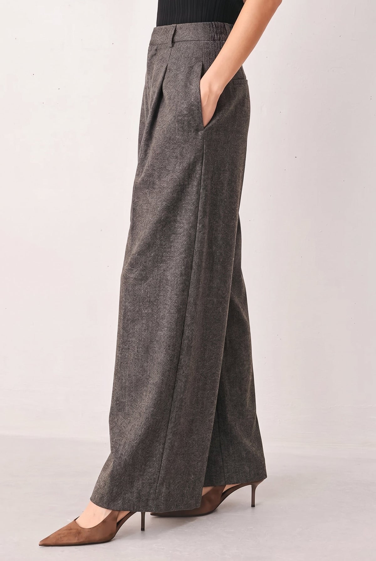 COCOA STRUCTURE BROWN WIDE-LEG PANTS