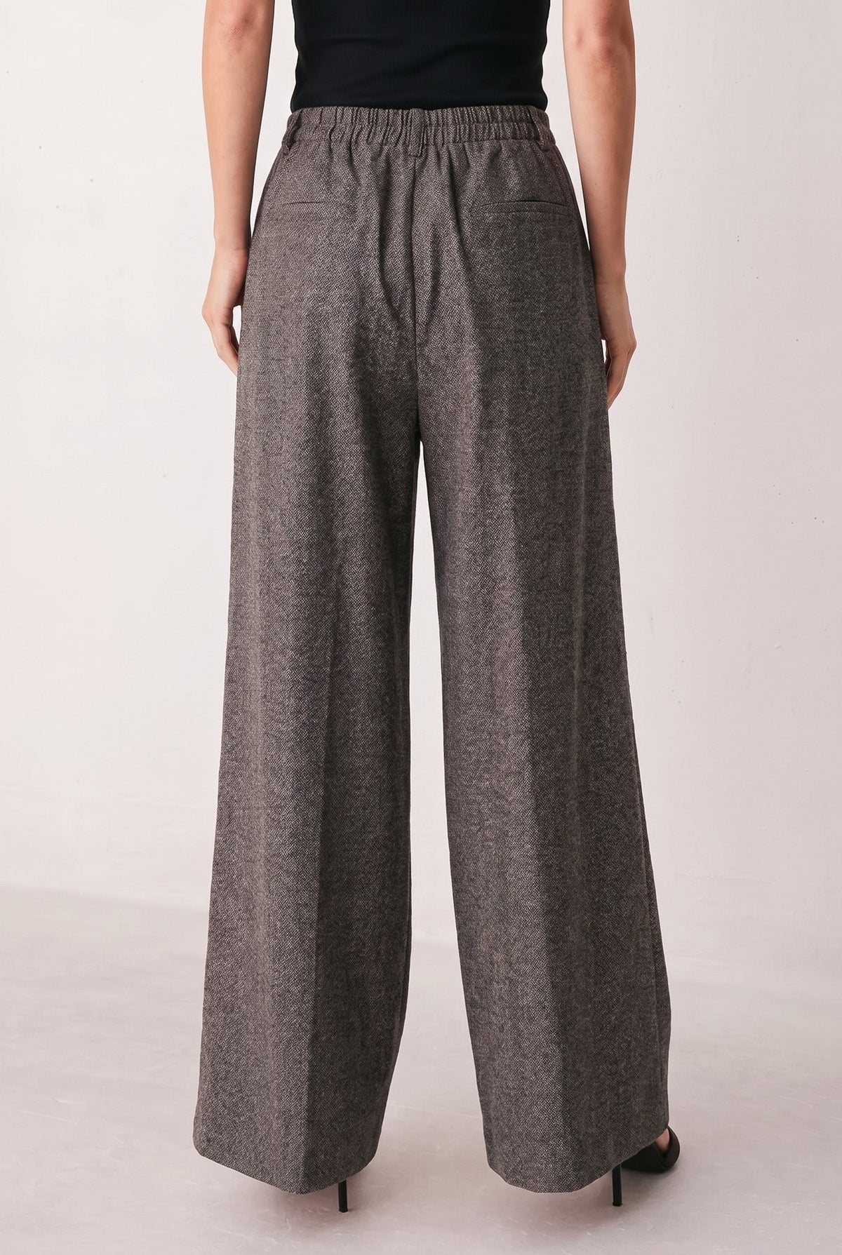 COCOA STRUCTURE BROWN WIDE-LEG PANTS
