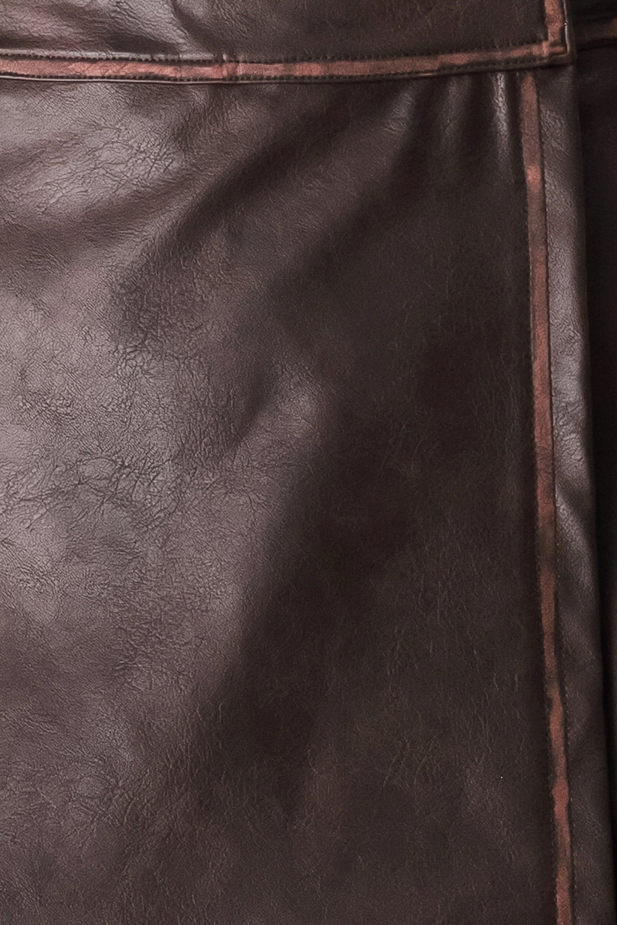SADDLE STREET BROWN FAUX LEATHER WRAP SKORT
