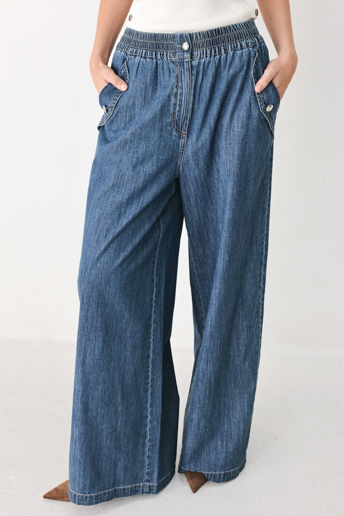 INDIGO COMFORT LINE DENIM PANTS