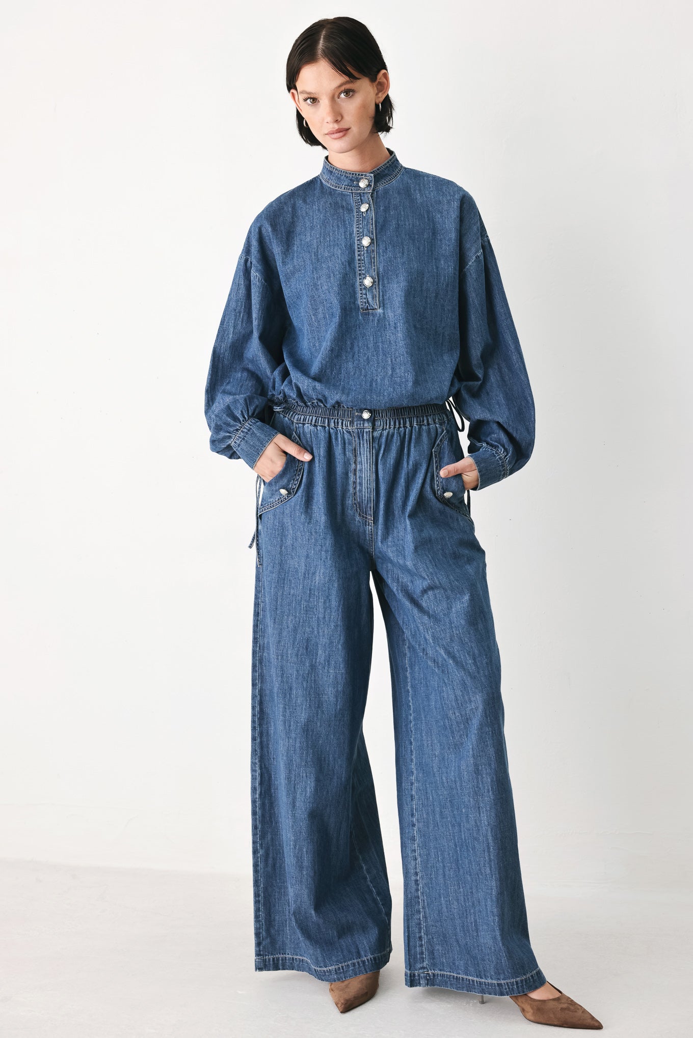 INDIGO COMFORT LINE DENIM PANTS