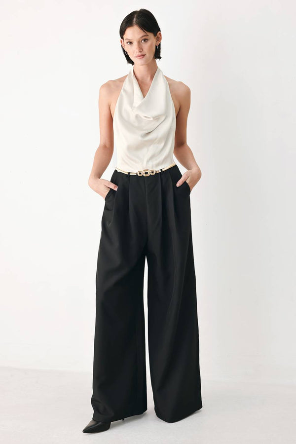 BLACK & CREAM POISE WOVEN JUMPSUIT