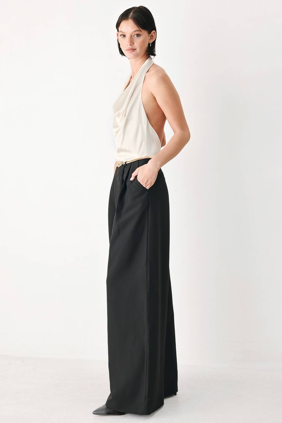 BLACK & CREAM POISE WOVEN JUMPSUIT