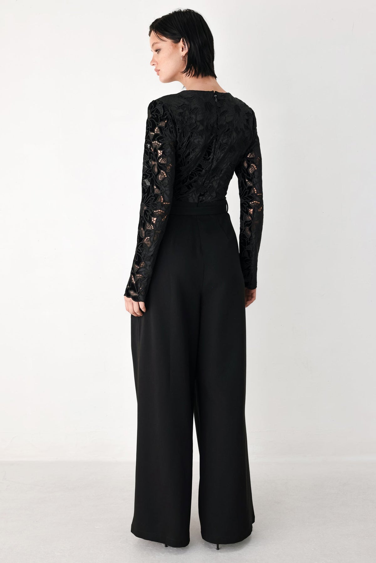 AFTER DARK LACE WIDE LEG JUMPSUIT