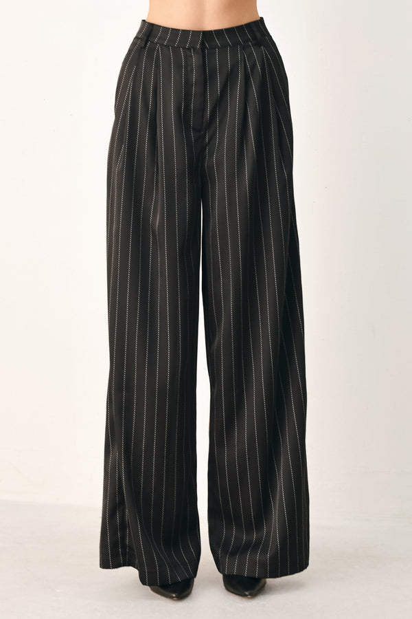 CITY AFTER DARK STRIPED WIDE LEG PANTS