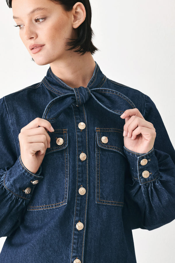 DEEP INDIGO MODERN MUSE DENIM TOP