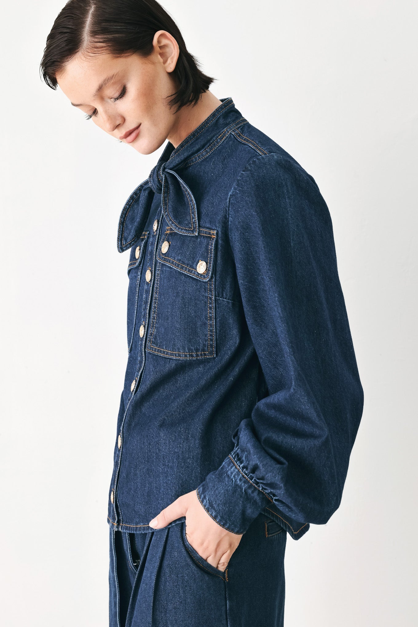 DEEP INDIGO MODERN MUSE DENIM TOP