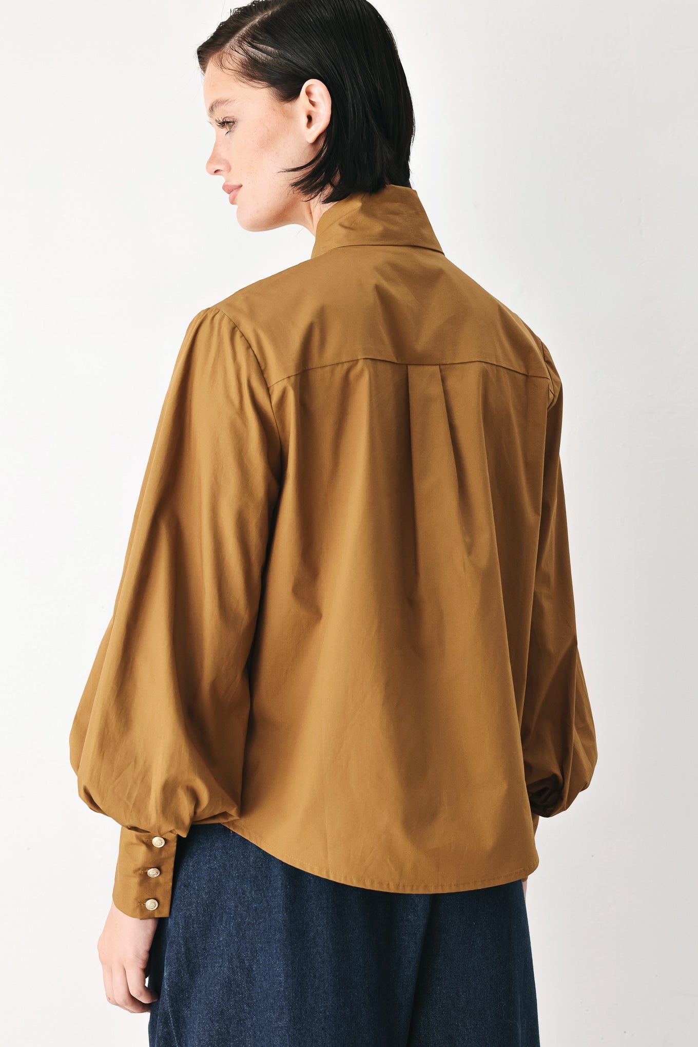 GOLDEN BROWN CASCADE WOVEN TOP
