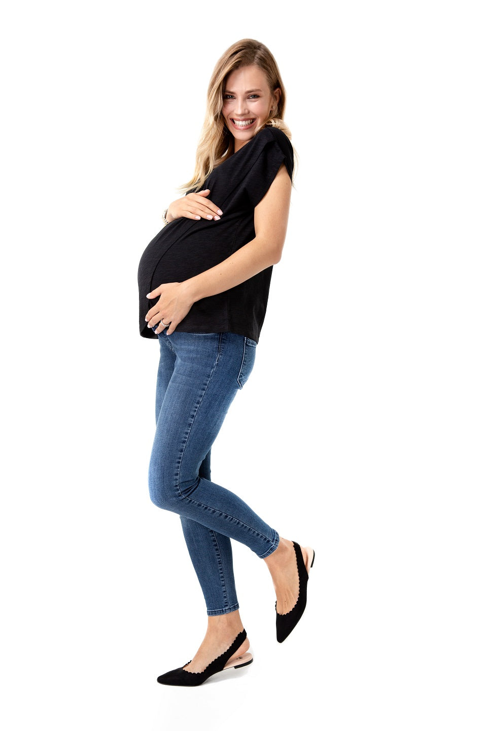 Handy Crossover Short Sleeve Cotton Maternity/Nursing Top