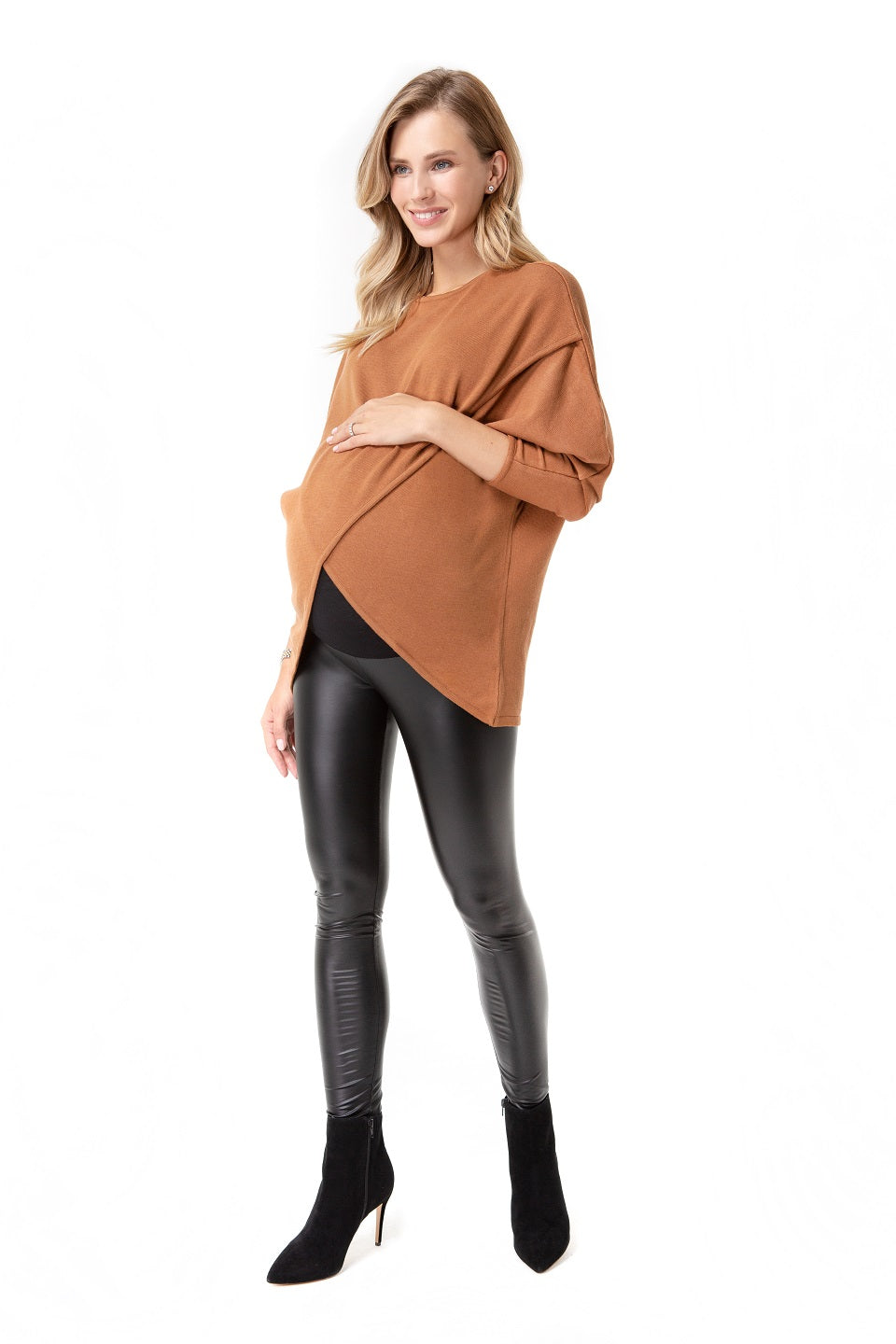 Let Loose Crossover Long Sleeve Maternity/Nursing Knit Top