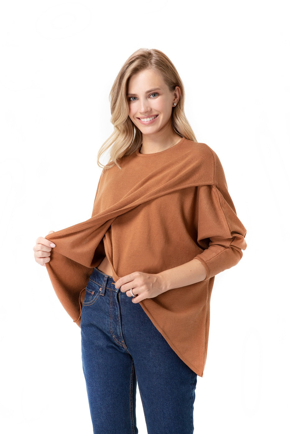 Let Loose Crossover Long Sleeve Maternity/Nursing Knit Top